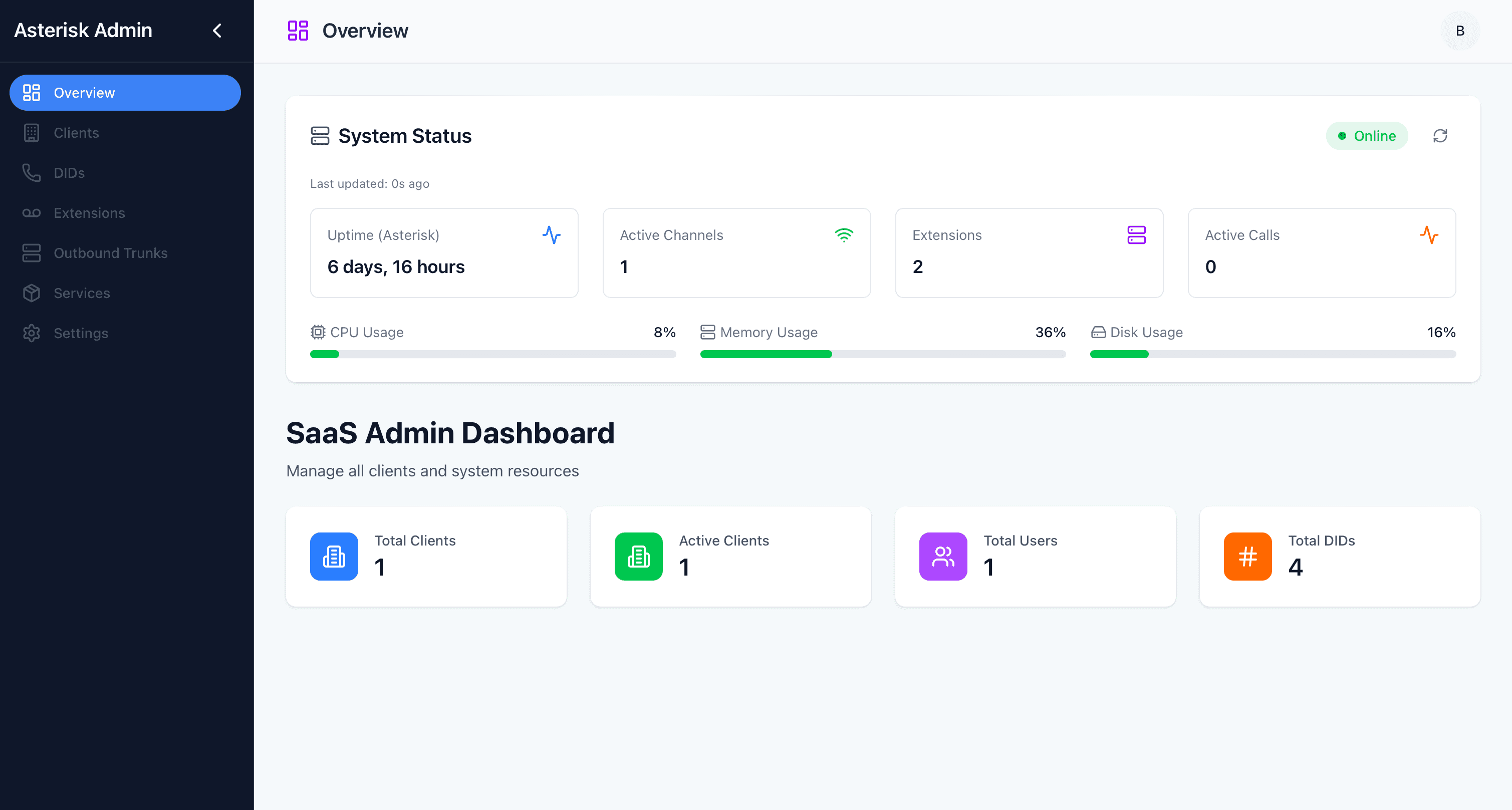 Multi-Tenant VoIP (Asterisk Admin) screenshot 1